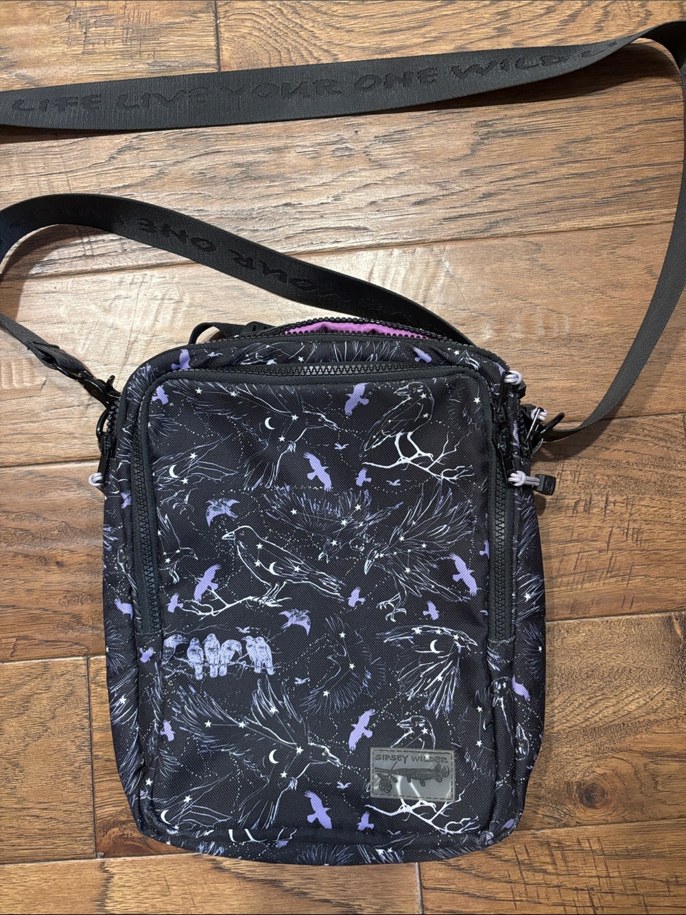 Sipsey Wilder Magical Crows 🐦⬛ Black & Purple Crossbody Bag